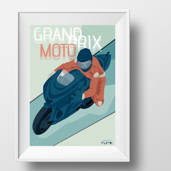 Motor poster cadeau voor motorracer of mechanische sportcoach of moto verjaardagscadeau of kerst of moto GP illustratie print art