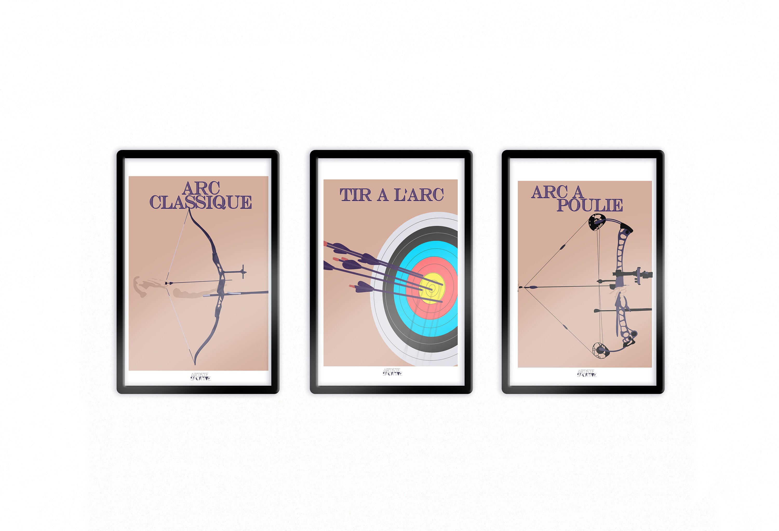 Archery poster bundle gift for archery Christmas gift or archer birthday gift with compound bow poster, classic bow poster and target poster