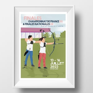 Cadeau poster championnat de France de tir à l'arc à personnaliser pour entraîneur de tir à l'arc ou cadeau de Noël de tir à l'arc ou cadeau d'anniversaire d'archer Flèche d'arc