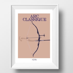 Poster de tir à l'arc avec impression d'arc classique à personnaliser pour entraîneur de tir à l'arc ou cadeau de Noël de tir à l'arc ou cadeau d'anniversaire d'archer