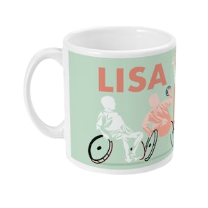 Team wheelchair handball mug to personalise for a para handball player or handball coach or handball Christmas gift or birthday gift