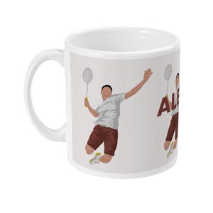 Hombres jugando bádminton taza de regalo en rojo para un jugador de bádminton o entrenador de bádminton o regalo de Navidad o cumpleaños de bádminton