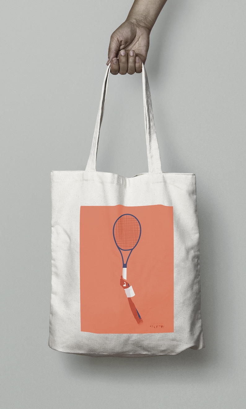 Tennis raquette tote bag gift for a tennisman or tennis player or tennis coach or tennis Christmas gift or tennis birthday gift image 1