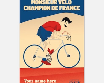 Gepersonaliseerde fietsposter – Muurkunst Tour de France