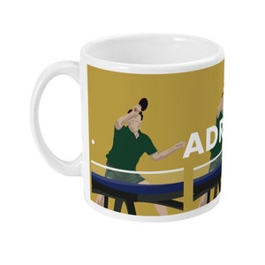 Table tennis man mug gift to personalise in red for a ping pong player or table tennis coach or table tennis Christmas or birthday gift