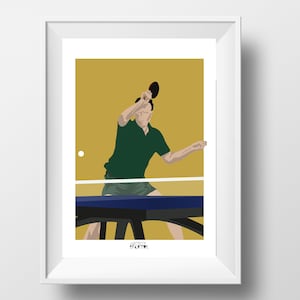 Man playing Table tennis poster gift illustration for ping pong player or table tennis coach or table tennis Christmas