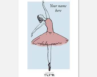 Balletposter – Gepersonaliseerd cadeau voor dansers en balletdocenten, verjaardagscadeau ballerina, kunst aan de muur dans, sportprint met naam