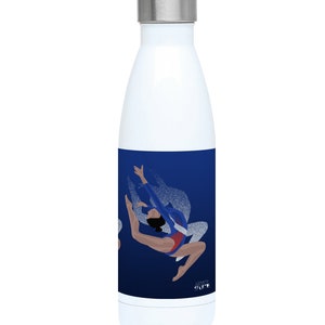 Gymnastics water bottle gift to personalise in blue for a teen gymnast or gym coach or gym christmas gift birthday gift or Simone Biles fan image 3