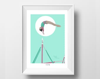 Gymnastics Poster The Bars and coach and for gymnastics christmas gift or gymnastics birthday gift or coach gymnast Kaylia Nemour Collection