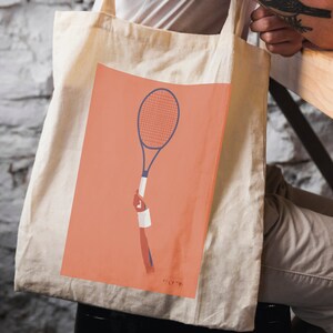 Tennis raquette tote bag gift for a tennisman or tennis player or tennis coach or tennis Christmas gift or tennis birthday gift image 3