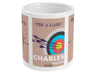 Archery mug for Archer gift with classic bow compound bow to personalize for archery coach Christmas gift or archer birthday gift Bow Arrow