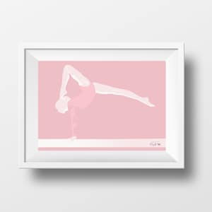 Affiche de gymnastique cadeau illustration rose pour fille gymnaste ou entraîneur de gym ou gym cadeau de Noël cadeau d'anniversaire ou fan de Simone Biles ou impression art