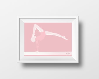 Affiche de gymnastique illustration cadeau rose pour fille gymnaste ou entraîneur de gym ou cadeau de Noël cadeau d'anniversaire ou fan de Simone Biles ou art imprimé