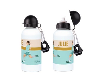 Woman football aluminium water bottle to personalise for football gift or father day or mother day or christmas soccer gift