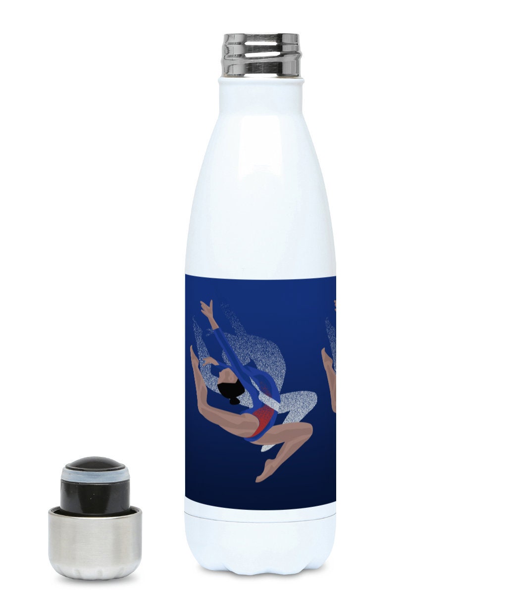 Cadeau de Bouteille d'eau Gymnastique à Personnaliser en Bleu Pour Un Gymnaste Adolescent ou Entraîn