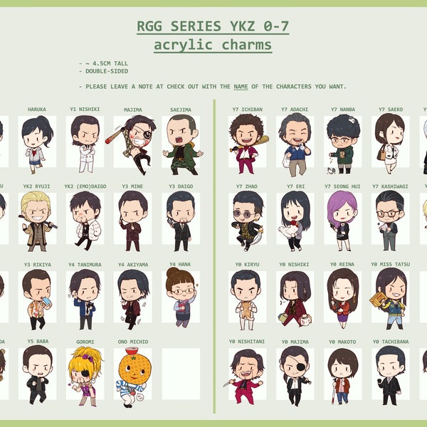 YKZ - RGG Acrylic Charms Games 0 to 7