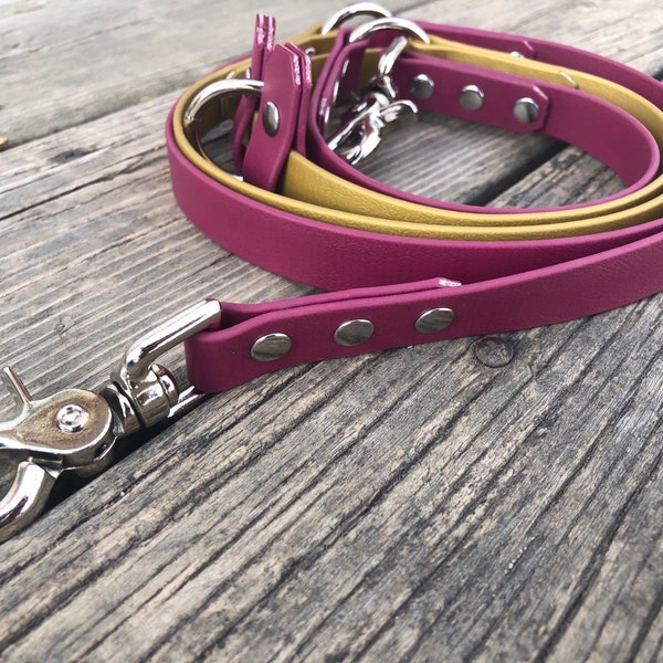 Custom 3/4" biothane hands free over the shoulder leash, extremely adjustable waist leash, crossbody leash