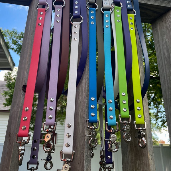 Pre-made Free Ranges - 3/4” biothane waist leash, extremely adjustable hand free leash, over the shoulder leash, crossbody leash