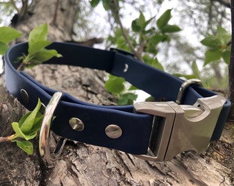 Wander - Collar de biotano ajustable personalizado de 1" con hebilla de liberación lateral, collar de liberación rápida, collar ajustable, collar de biotano para perros
