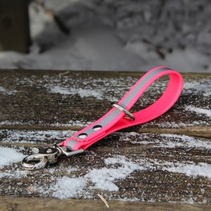 8” reflective Shorty - 3/4” biothane traffic handle,  traffic leash,  grab leash,  grab handle,