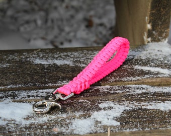 Mango de tráfico rosa neón de 8", mango de tráfico paracord,