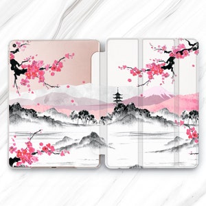 Japan Sakura Art iPad Pro 13 12.9 11 10.5 2024 Case / Mountain Mini 7 6 5 4 / Watercolor Sakura Air 5 4 3 2 / China iPad 9.7 10.2 10.9 11th