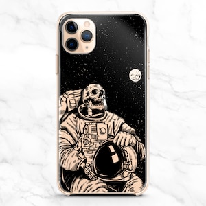 Space Skeleton iPhone 16 15 Pro 14 13 12 X 11 Case / Astronaut Bones Samsung 24 23 22 Plus Ultra FE / Moon Stars Skull Google Pixel 9 8 7 6