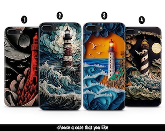 Lighthouse Ocean Wave case iPhone 15 Pro Max 14 13 12 11 xr Beacon Sea Mountains Waterfall Samsung S24 S23 S22 Plus Ultra FE Google Pixel 8