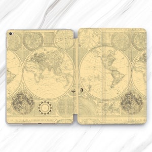 Old Vintage Atlas iPad Pro 13 12.9 11 10.5 2024 Case / Beige World iPad Mini 7 6 5 4 Air 3 / iPad 9.7 10.2 10.9 Astronomie 10th 9th 8th