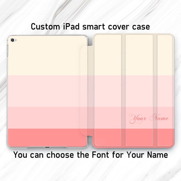 Your Name Custom iPad Smart Cover Pro 12.9 11 10.5 2022 Case Personalized iPad Mini 6 iPad Air 5 4 3 2 Cream Peach iPad 9.7 10.2 10.9 10th