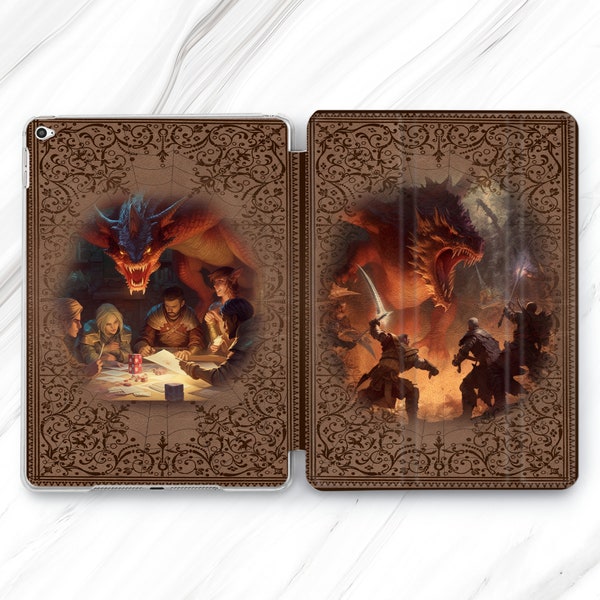 Dungeons & Dragons Magic Book Spell Cover iPad Pro 12,9 11 10,5 Hülle Mini 6 Air 5 4 3 9,7 10,2 10,9 10. 9. DnD RPG Mystery Wizard Monsters