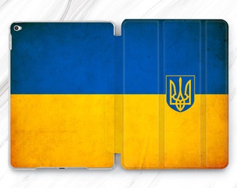 Étui pour iPad Pro 13 12,9 bannière patriotique de l'Ukraine / Symboles de solidarité iPad Mini 7 6 Air 5 4 / Support avec bouclier de l'armée de la liberté Ukraine 10,2 10,9