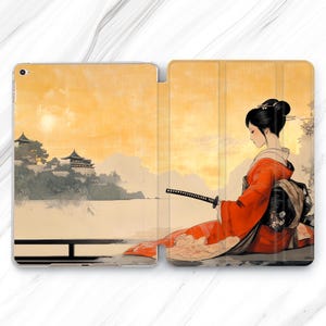 Japanese Geisha iPad Pro 13 12.9 11 10.5 Case / Tradition Culture Mini 7 6 Air 5 4 3 2 / Manga Art iPad 9.7 10.2 10.9 / Sunrise 10th 9th 8th