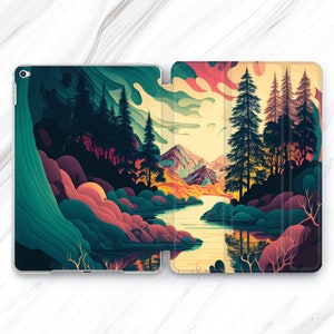 Mountain River iPad Pro 13 12.9 11 10.5 Case / Forest Stream iPad Mini 7 6 Air 5 4 / Watercolor Lake Art 10.2 10.9 / Colorful Tree 11th 10th