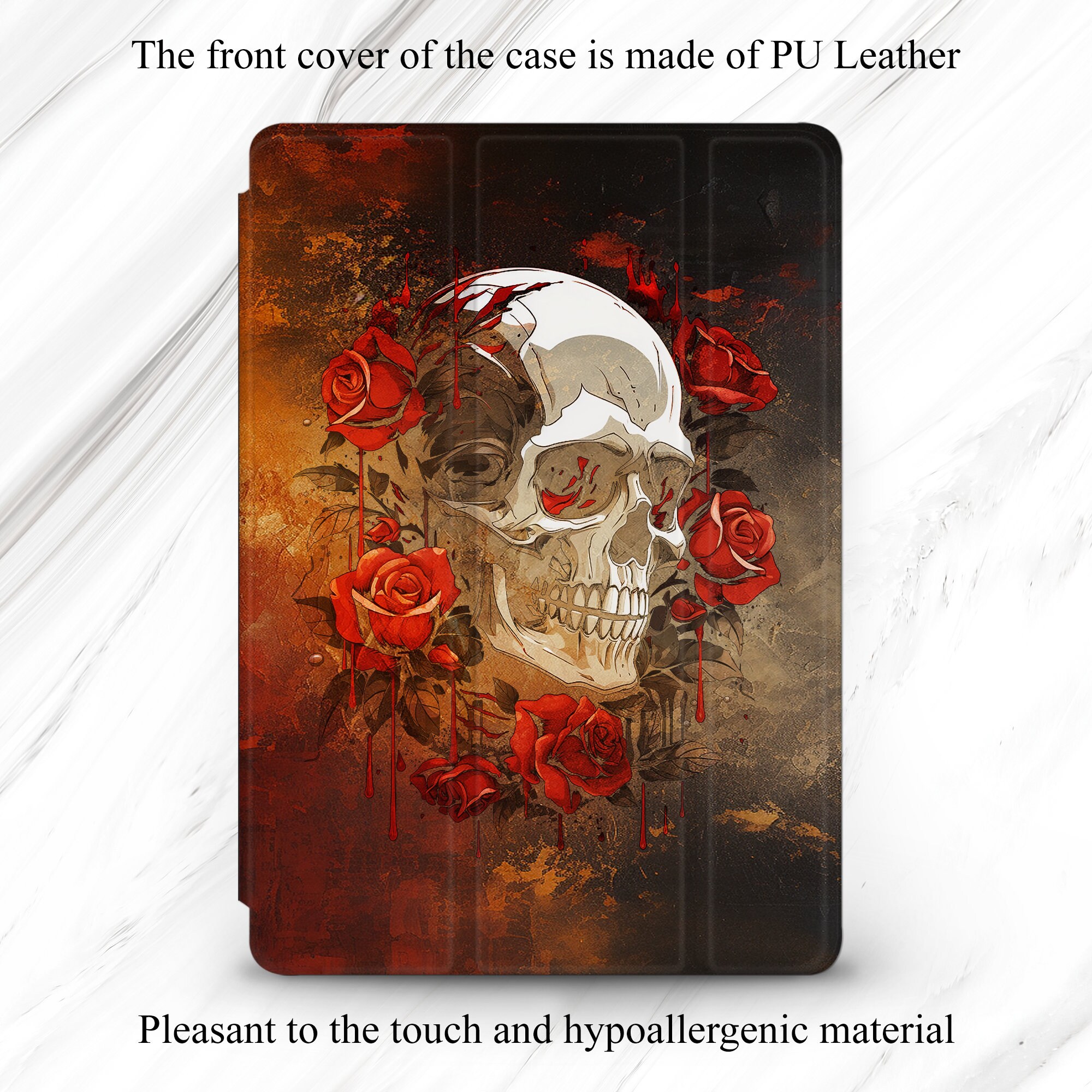 Skull & Roses iPad Case: Gothic Occult Art Cover - Etsy