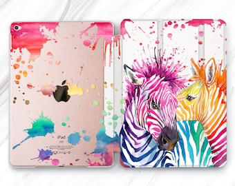 Colorful Zebra iPad Air 2020 4 Generation White Marble iPad Smart Cover for iPad 10.2 2020 8 gen Hard Back Shell iPad Air 3 2019 Case DS0371