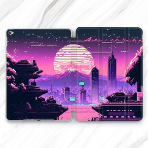 Retro Manga 10.9 10.2 / Vintage Anime Tokyo Pro 13 12.9 11 10.5 Case / Japan Ocean Beach iPad Mini 7 6 Air 5 4 / Pixel Art Street iPad 11th