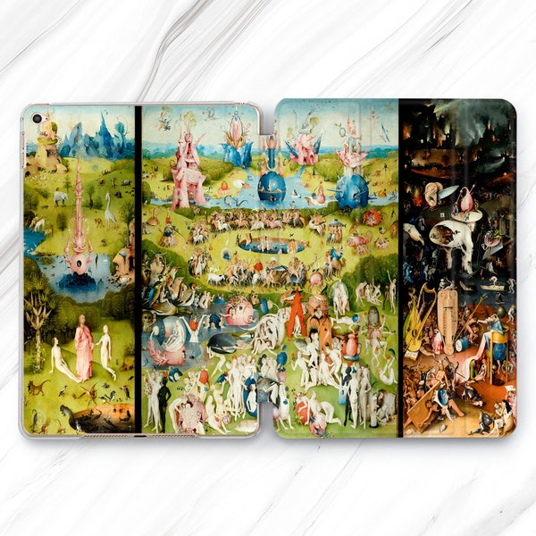 Jardin d'Eden iPad Pro 12.9 11 10.5 2022 Coque Artiste Bosch Peinture iPad Mini 6 Art Célèbre iPad Air 5 4 3 2 iPad 9.7 10.2 10.9 10ème Iconique