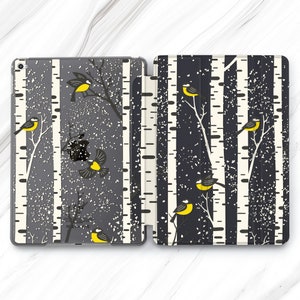 Funda con diseño de pájaro invernal para iPad Pro 13, 12,9, 11 y 10,5 pulgadas (2024) / Funda con diseño de abedul para iPad Mini 7, 6, 5 pulgadas (Air 4, 3 y 2) / Funda con diseño de nieve para iPad 9,7, 10,2, 10,9 pulgadas (11.º) / Funda con diseño de bosque de dibujos animados