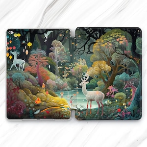 Magic Deer Forest iPad Pro 13 12.9 11 10.5 2024 Case / Lake Tree iPad Mini 7 6 Air 5 4 3 / Wizard Nature Animal iPad 9.7 10.2 10.9 Cute Gift