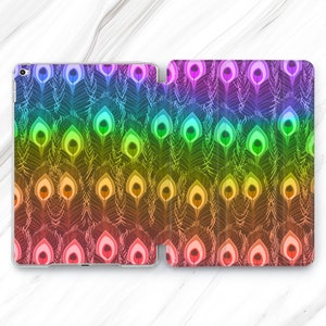 Rainbow Love Pro 13 12.9 11 10.5 2024 / Peacock Feather iPad Mini 7 6 Air 5 4 3 2 Case / Cute Japanese Gift / Animal Texture 10.2 10.9 11th