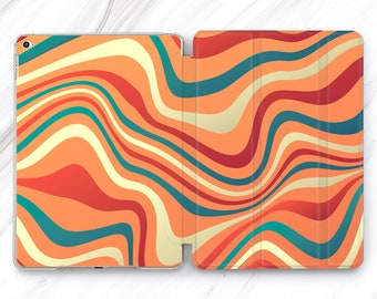 Abstract Summer iPad Pro 12.9 11 10.5 2022 Case Aesthetic Modern iPad Mini 6 Line Art iPad Air 5 4 3 2 iPad 9.7 10.2 10.9 10th Pastel Retro