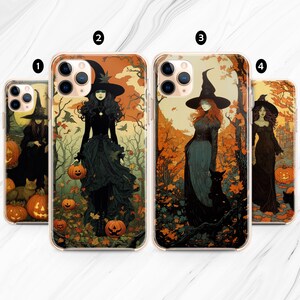 Witch & Cat Halloween Phone Case: Silicone Cover for iPhone, Samsung, Pixel