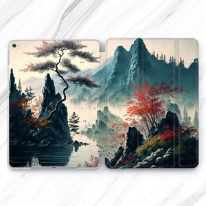 Japan Art iPad Pro 12.9 11 10.5 2022 Case / Watercolor China Mountain iPad Mini 7 6 Air 5 / Chinese Sakura iPad 9.7 10.2 10.9 11th 10th 9th