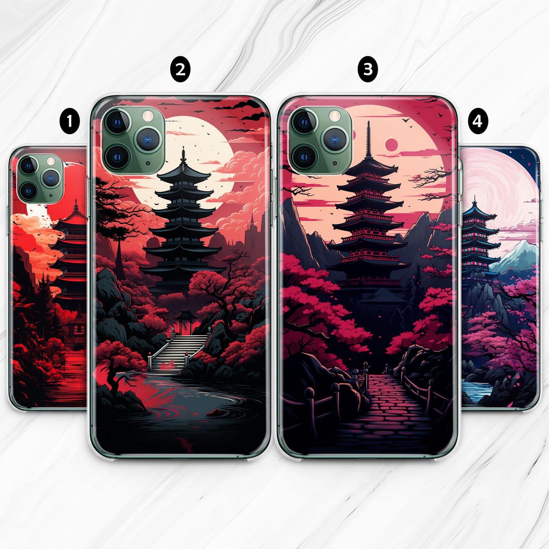 Japan Temple Dark Art iPhone 16 15 14 13 Case / Chinese Moon
