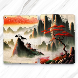 Japan Art iPad Pro 13 12.9 11 10.5 2024 Case / Watercolor Mountain iPad Mini 7 6 Air 5 / Chinese Forest iPad 9.7 10.2 10.9 / Sakura 10th 9th