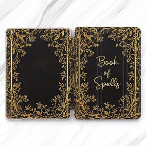 Book of Spells iPad Pro 13 12.9 11 10.5 2024 Case / Victorian Magic Mini 7 6 Air 5 4 3 / Gold Floral iPad 10.2 10.9 11th / Witchcraft Cover