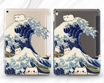 ケイト専用ipad Kanagawa iPad Air 5 4 3 2022 Case / Cat Great Wave iPad Mini