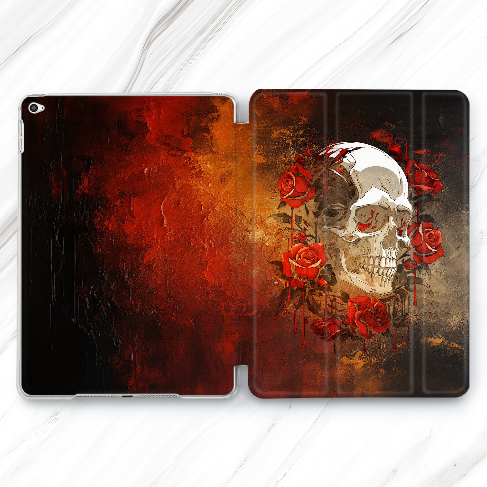 Skull & Roses iPad Case: Gothic Occult Art Cover - Etsy