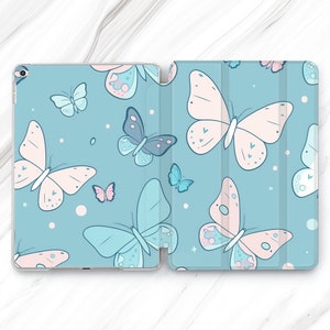 Pastel Light Blue Butterfly iPad Pro 13 12.9 11 10.5 / Kawaii Girly Mini 7 6 Air 5 4 Case / Cute Insect iPad 10.2 10.9 / Animal Pattern 11th